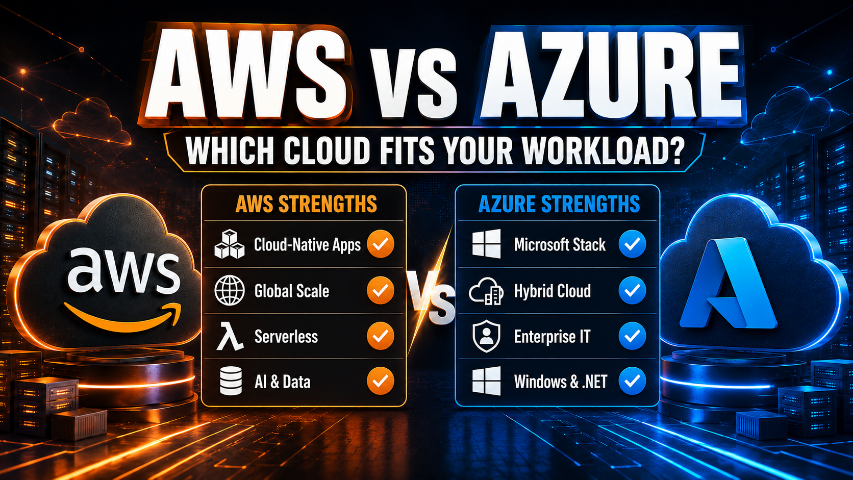 AWS Azure strengths comparison enterprise workloads