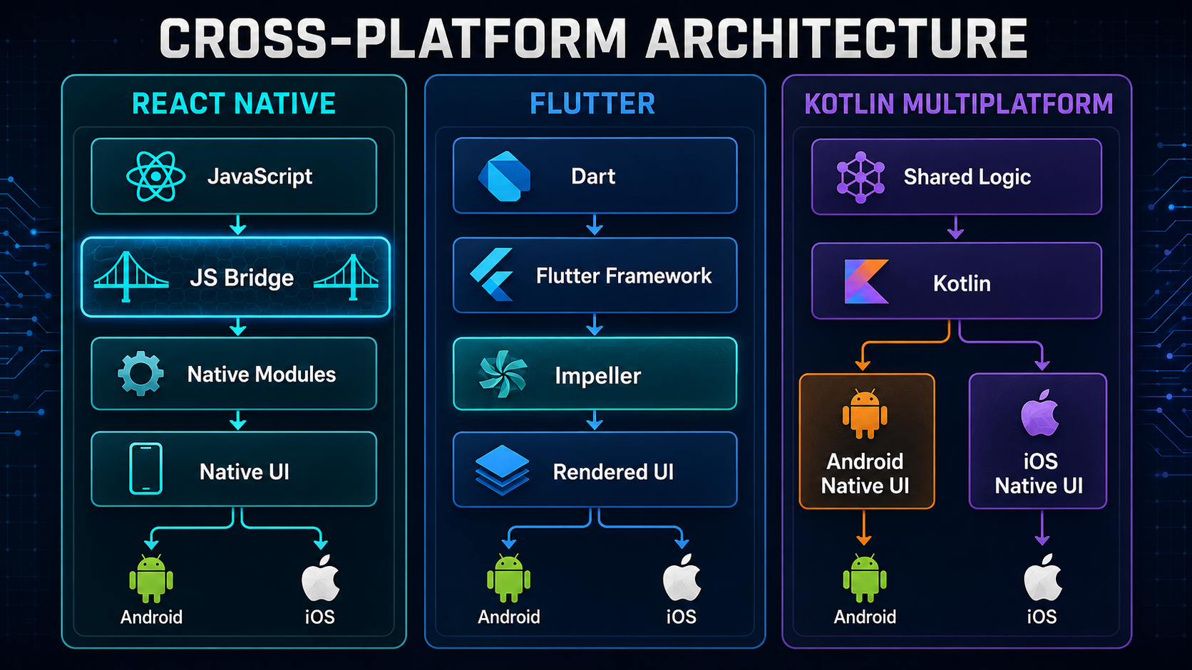 React Native vs Flutter vs Kotlin Multiplatform enterprise comparison 2026