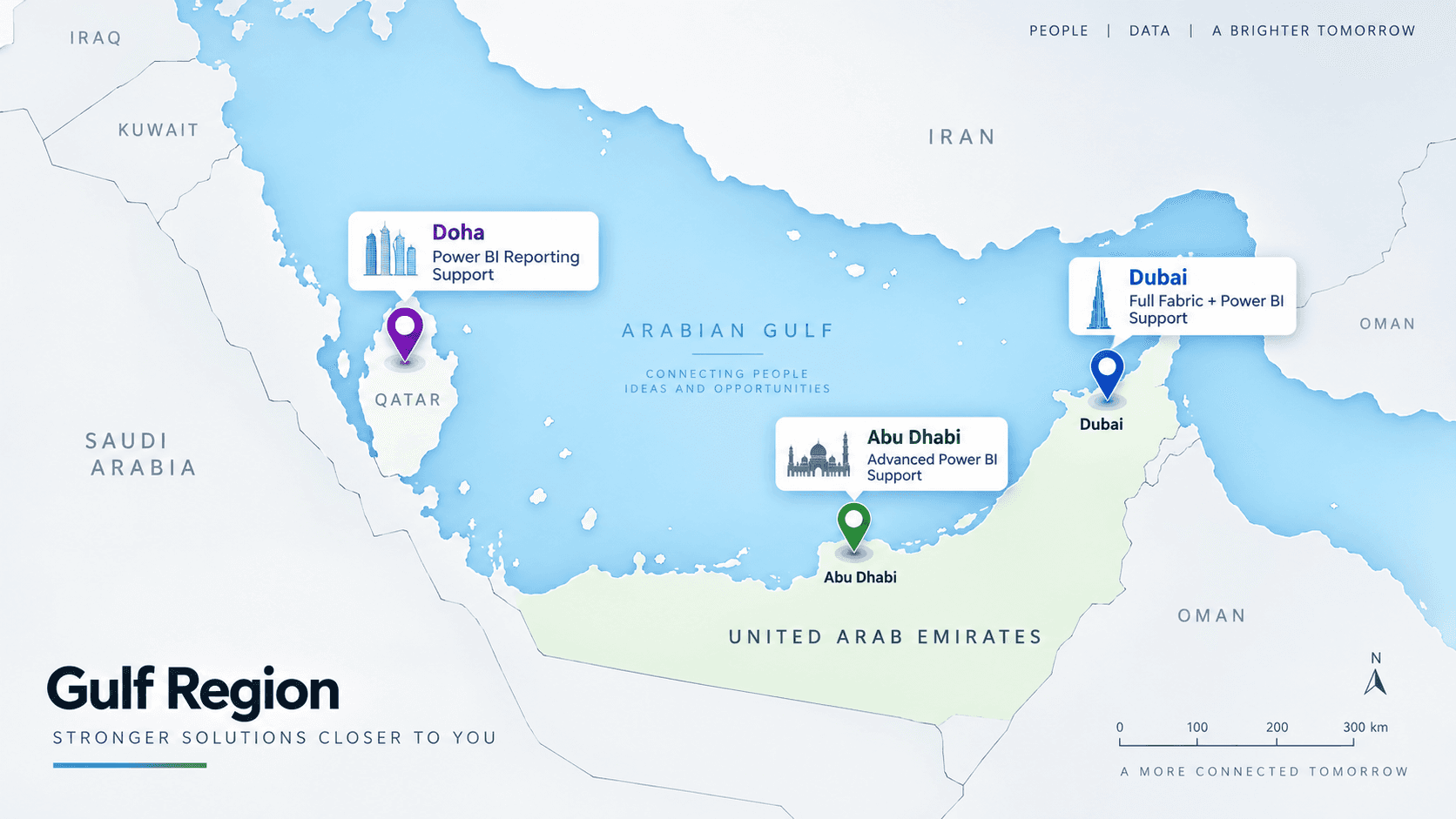 Map showing Azure region support across the Gulf